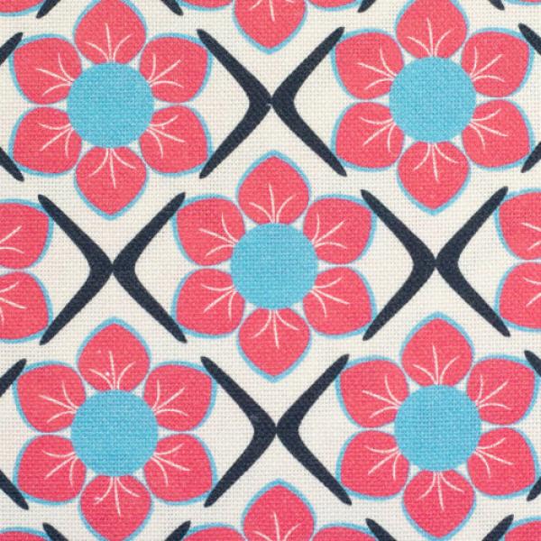 Baumwollcanvas Rocha Retro Blumen pink/naturweiß by Swafing